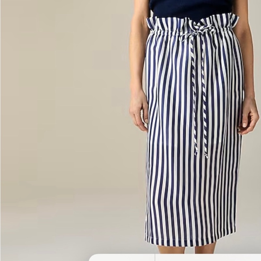 J. Crew Black and White Midi Pencil Skirt with Tie Front